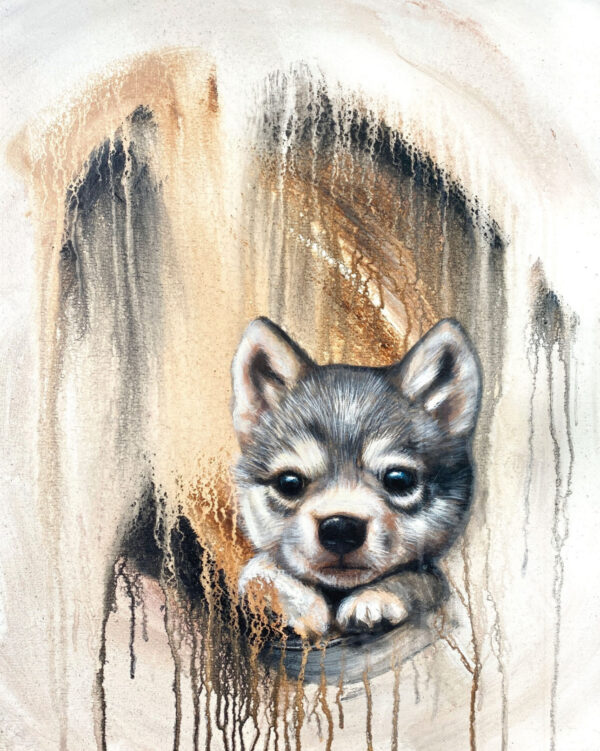 Originaali maalaus, Baby wolf, 40x50cm