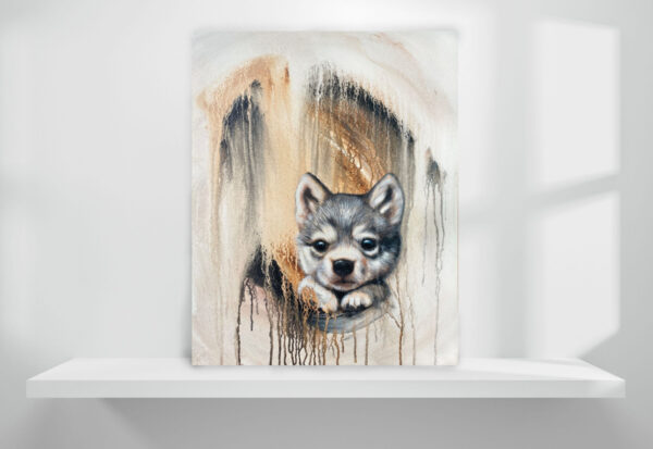 Originaali maalaus, Baby wolf, 40x50cm - Image 2