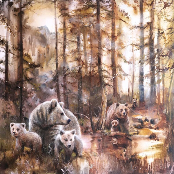Originaali maalaus, Metsien kulkijat I 90x90cm